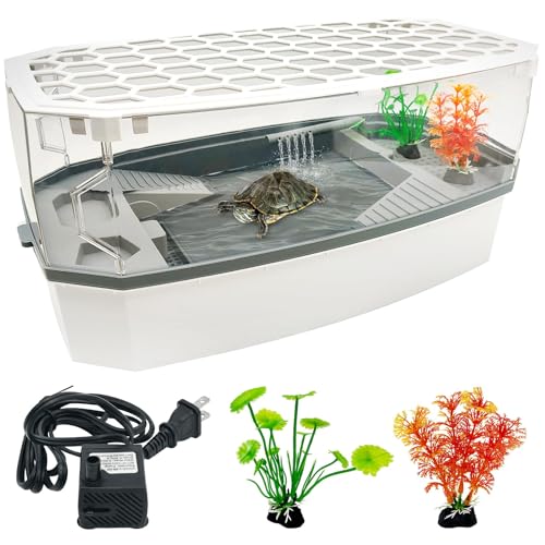 Hamiledyi Mittelgroßes Schildkröten-Tank-Set mit Deckel, Acryl, Reptilien-Aquarium mit Wasserpumpe, Sonnenplattform, Bodenentwässerung, Multifunktionsbereich, Schildkröten-Lebensraum für Schildkröten Hamiledyi Mittelgroßes Schildkröten-Tank-Set mit Deckel, Acryl, Reptilien-Aquarium mit Wasserpumpe, Sonnenplattform, Bodenentwässerung, Multifunktionsbereich, Schildkröten-Lebensraum für Schildkröten von Hamiledyi