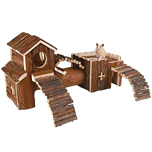 Hamiledyi Natürlicher Holz-Hamster-Tunnel, Spielplatz, Kleintiere, Mehrraum-Versteckhäuser, Häuser mit Kletterleitern und Brücke für Zwerghamster, Mäuse und andere Kleintiere, 47 x 22 x 15 cm Hamiledyi Natürlicher Holz-Hamster-Tunnel, Spielplatz, Kleintiere, Mehrraum-Versteckhäuser, Häuser mit Kletterleitern und Brücke für Zwerghamster, Mäuse und andere Kleintiere, 47 x 22 x 15 cm von Hamiledyi