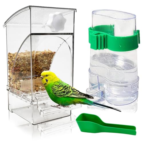 Hamiledyi No Mess Vogelfutterspender Wasserspender Set Automatischer Sittichkäfig Futterspender mit Sitzstange Transparenter Acrylbehälter Papageienkäfig Zubehör für Kanarienvögel Wellensittiche Hamiledyi No Mess Vogelfutterspender Wasserspender Set Automatischer Sittichkäfig Futterspender mit Sitzstange Transparenter Acrylbehälter Papageienkäfig Zubehör für Kanarienvögel Wellensittiche von Hamiledyi