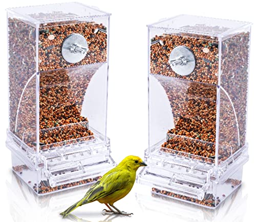 Hamiledyi Vogelkäfig-Futterstation für Papageien, mit Sitzstange, Acryl, transparent, für kleine und mittelgroße Sittiche, 2 Stück von Hamiledyi