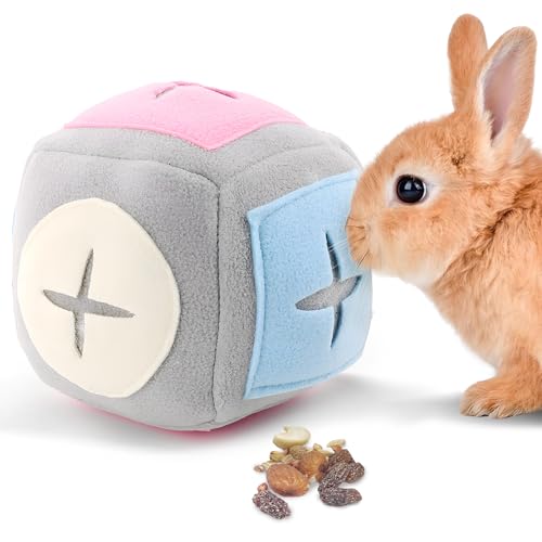 Hamiledyi Rabbit Toys Bunny Toys with Bell Foraging Snuffle Ball Chew Enrichment Toy for Indoor Rabbits Small Animals to Play and Relax (Grey) von Hamiledyi