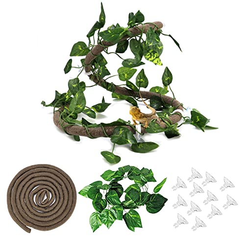 Hamiledyi Reptilien-Dschungelreben biegen einen Ast, 4 Stück künstliche Blätter zum Aufhängen Terrarium, Pflanzen-Dekoration für Bartagamen, Eidechse, Gecko, Schange, Chamäleon, Dekoration, Klettern Hamiledyi Reptilien-Dschungelreben biegen einen Ast, 4 Stück künstliche Blätter zum Aufhängen Terrarium, Pflanzen-Dekoration für Bartagamen, Eidechse, Gecko, Schange, Chamäleon, Dekoration, Klettern von Hamiledyi