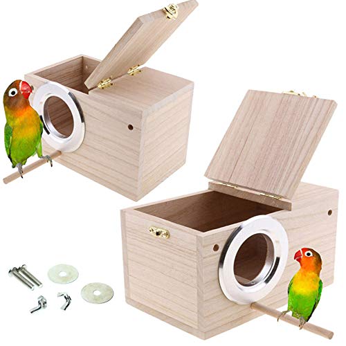 Hamiledyi Sittich-Nistkasten, 2 Stück, Vogelhaus Wellensittich Holz Zucht Box für Lovebirds, Papageien von Hamiledyi