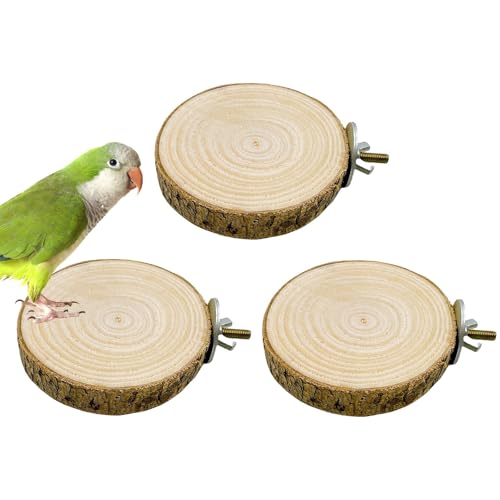 Hamiledyi Sitzstange für Vogelkäfig, natürliche runde Holzständer, Plattform, Vogelspielzeug für Sittiche, Nymphensittiche, Papageien, Wellensittiche, Spatzen, Hamster, Kanarienvögel (3 Stück) von Hamiledyi