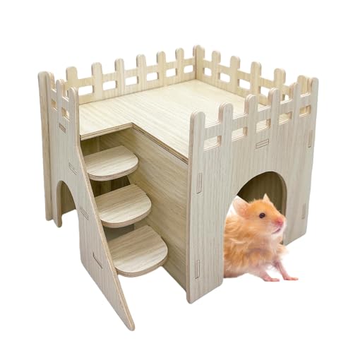 Hamster Holzhaus Hamster Versteck Hütte Labyrinth Käfig Zubehör mit Leiter und Plattform für Syrische Hamster Zwerg Rennmaus Maus Hamster Holzhaus Hamster Versteck Hütte Labyrinth Käfig Zubehör mit Leiter und Plattform für Syrische Hamster Zwerg Rennmaus Maus von Hamiledyi