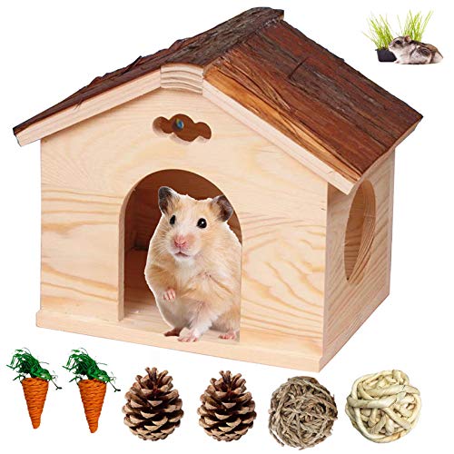 Hamsterhaus aus Holz, handgefertigt, Kleintierversteck für Meerschweinchen, Chinchilla, Ratten, Mäuse, Rennmäuse, Käfig von Hamiledyi