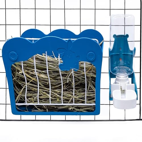 Kaninchen-Heu-Futterstation, 500 ml, zum Aufhängen, Wasserspender, Meerschweinchen, Futterkrippe, Häschen, Wasserflaschen-Set für Kaninchen, Kaninchen, Meerschweinchen, Chinchilla, Blau Kaninchen-Heu-Futterstation, 500 ml, zum Aufhängen, Wasserspender, Meerschweinchen, Futterkrippe, Häschen, Wasserflaschen-Set für Kaninchen, Kaninchen, Meerschweinchen, Chinchilla, Blau von Hamiledyi