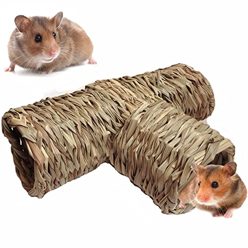 Nature's Hideaway Gras-Tunnel Spielzeug, Strohhaus mit offenem Eingang, leicht, strapazierfähig, für Haustiere, geeignet für Ratten, Mäuse, Hamster, Frettchen und Rennmäuse von Hamiledyi