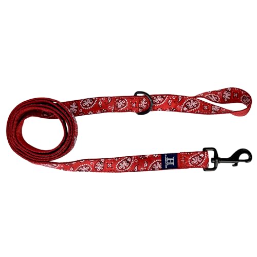 Hamilton Hundeleine, verstellbare rote Hundeleine, Bandana-Muster, Band-Overlay-Kollektion, Haustierleine für Hunde, Größe M/L Hamilton Hundeleine, verstellbare rote Hundeleine, Bandana-Muster, Band-Overlay-Kollektion, Haustierleine für Hunde, Größe M/L von Hamilton