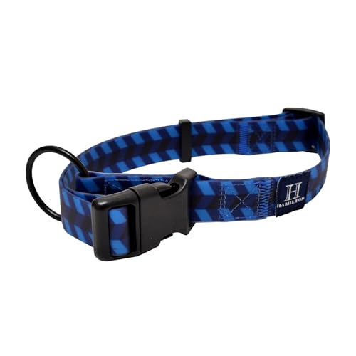Hamilton Verstellbares, wasserdichtes Hundehalsband, blau gestreift, 2,5 cm breit, 45,7–66 cm, Größe M/L von Hamilton