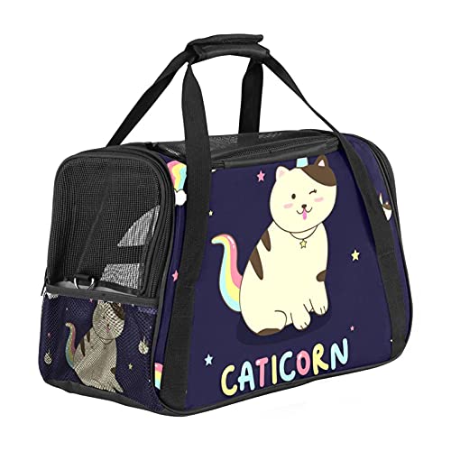 Haustiertasche Einhorn Katze Transporttasche für Katzen und Hunde Faltbare Katzentransportbox Drucken Hundebox Atmungsaktiv und sicher 43x26x30 cm von Haminaya