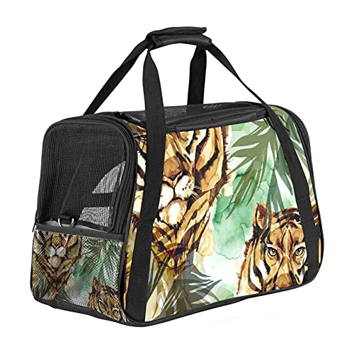 Haustiertragetasche Tiger Tropical Hundetragetasche Drucken Katzentragetasche Reisetasche für Haustiere Mit verstellbarem Schultergurt 43x26x30 cm von Haminaya