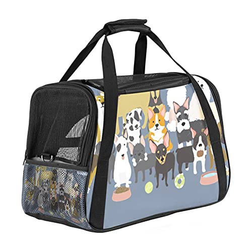 Transporttasche Katze Süße Hundewelpen Hundetragetasche Faltbare Katzentragetasche Reiseträger mit weicher Matratze für den Transport mit Zug/Auto/Flugzeug 43x26x30 cm von Haminaya