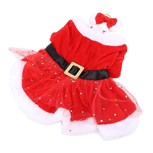 Hamwesh Weihnachtsmann Weihnachts -Haustierkostüm, Weihnachts -Weihnachtsmann Hundekatze Outfit mit Kopfschmuck für Weihnachtsfeier, Einstellbares Warmes Mesh Kleid für Hunde Katzen (XL) von Hamwesh