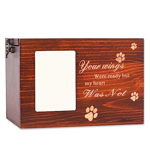 Hanabitx Haustierurnen für Hunde und Katzen, Asche, Verlust, Gedenkgeschenk, Fotorahmen, Urnen, Holz, Haustier-Gedenkbox von Hanabitx