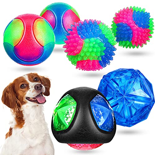 Hanaive 6 Stück Licht Hundeball Blinklicht LED Ball für Hund TPR Material Glowing Interaktives Spielzeug Hundeball Hund Aktiviert für 2,2 Zoll bis 2,99 Zoll Hunde und Welpen von Hanaive
