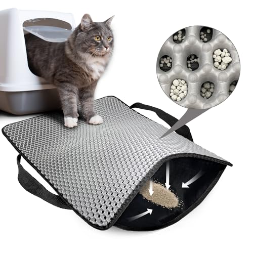 Hanbramo Katzenklo Matte, 61x38 CM Honeycomb Double Layer Non-Slip Katzenstreumatte, Wasserdicht und Urin Proof Katzenmatte Katzenklo für Litter Catcher -Cat Litter Mat Streu Kontrolle (Grau) Hanbramo Katzenklo Matte, 61x38 CM Honeycomb Double Layer Non-Slip Katzenstreumatte, Wasserdicht und Urin Proof Katzenmatte Katzenklo für Litter Catcher -Cat Litter Mat Streu Kontrolle (Grau) von Hanbramo