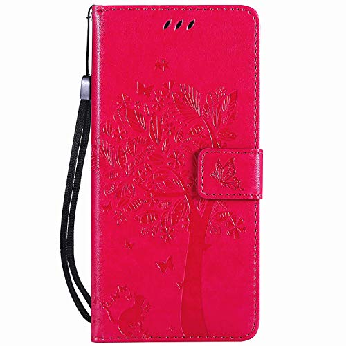 Hancda Hülle für iPhone XS Max (Nicht für XS), Schutzhülle Leder Tasche Flip Case für iPhone XS Max Handy Hüllen Lederhülle Magnet Cover für iPhone XS Max,Hülle Rose Rot von Hancda
