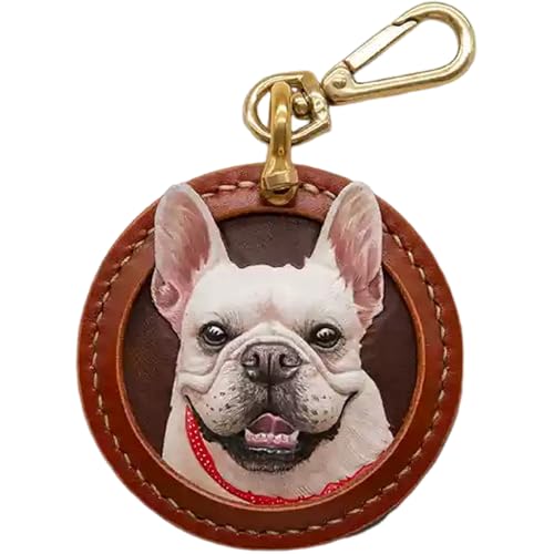Handgefertigter Lederschnitzerei und -malerei, Haustier-Anhänger/Schlüsselanhänger, personalisierbare Ledergravur, Schlüsselanhänger/Taschenanhänger, Kunstgeschenk für von Handimake