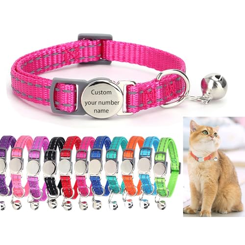 Handimake Reflektierendes Katzenhalsband mit Glöckchen – Graviertes Haustierhalsband mit Namen und Nummer, Sicherheitsschnalle, verstellbar für Katzen/Kätzchen Handimake Reflektierendes Katzenhalsband mit Glöckchen – Graviertes Haustierhalsband mit Namen und Nummer, Sicherheitsschnalle, verstellbar für Katzen/Kätzchen von Handimake
