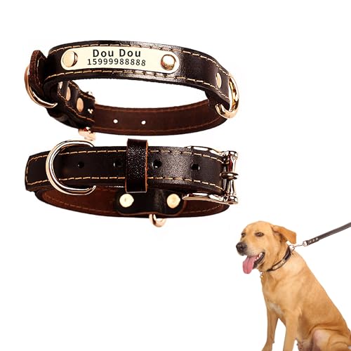 Hundehalsband aus Leder, personalisierbar, wasserdicht und verlustfrei, größenverstellbar, für große, mittelgroße und kleine Hundehalsbänder Hundehalsband aus Leder, personalisierbar, wasserdicht und verlustfrei, größenverstellbar, für große, mittelgroße und kleine Hundehalsbänder von Handimake