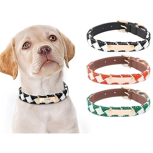 Hundehalsband mit Diamant-Plaid-Muster, Gravur, Name/Telefonnummer, Hundehalsband, verschiedene Farb- und Größenoptionen Hundehalsband mit Diamant-Plaid-Muster, Gravur, Name/Telefonnummer, Hundehalsband, verschiedene Farb- und Größenoptionen von Handimake