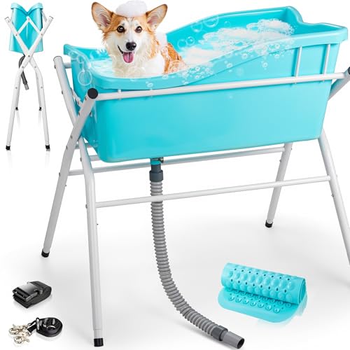 Hundebadewanne, tragbare Hundewaschstation, erhöhte faltbare Hundebadewanne für Dusche und Fellpflege, 3 verstellbare Höhen, Haustierwanne für kleine und mittelgroße Hunde, drinnen und draußen Hundebadewanne, tragbare Hundewaschstation, erhöhte faltbare Hundebadewanne für Dusche und Fellpflege, 3 verstellbare Höhen, Haustierwanne für kleine und mittelgroße Hunde, drinnen und draußen von Handnam