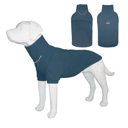 Handwith Hunde-Kapuzen-Sweatshirt, Hunde-Kapuzenpullover Kleidung mit modischer Windbreaker-Kette, weicher und bequemer Hunde-Kapuzenmantel für mittelgroße und große Hunde (Marineblau, XL) von Handwith