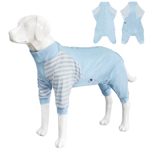Handwith Hunde-Pyjama, Hunde-Shirt-Pyjama mit langen Ärmeln, weicher Hundeoverall für mittelgroße und große Hunde (Blau, Größe L) von Handwith