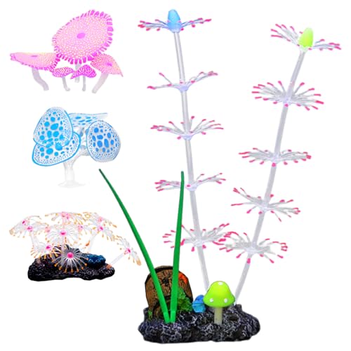 Hangsu Set Von 4 Fluoreszierenden Farbkorallen Grasaquarien Dekoration Mit Wie Detaillierte Sichere Und Helle Farblandschaften von Hangsu