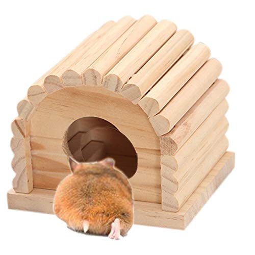 Hamster-Holzhaus, natürliches handgefertigtes Kleintierversteck Hütte Kaukäfig Spielzeug für Meerschweinchen, Chinchilla, Ratten, Maus, Rennmäuse, Igel von Hanguin