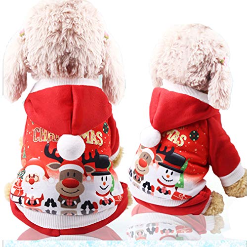 Hanguin Hund Weihnachtskostüm Weihnachtsmann Reitpferd S-XXL Weihnachten Hundekleidung mit Rentiergeweih Warm Süße Katze Haustier Weihnachtskostüme Weihnachtshund Geschenke von Hanguin