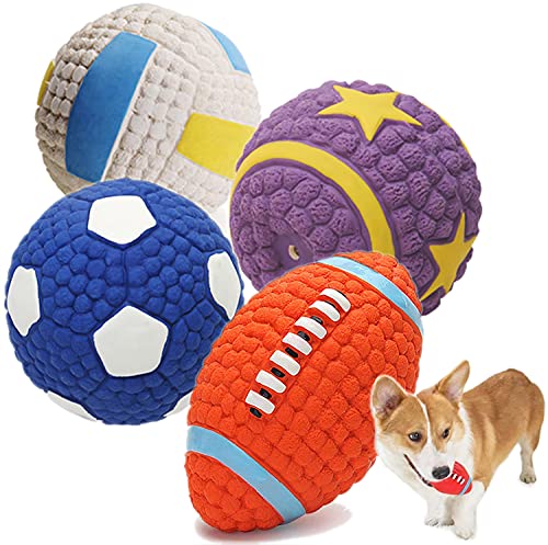Quietschendes Hundespielzeug für Haustiere, langlebiges Latex-Gummi, quietschende Hundespielzeugbälle, lustige Tier-Sets für kleine, mittelgroße und große Rassen, interaktives Spielen und Jagen. von Hanguin