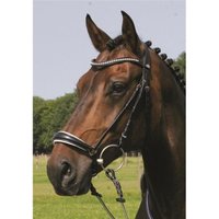 Hans Melzer Horse Equipment Hans Melzer Trense Valluhn schwarz/silber hannoversches Reithalfter weiß unterlegt WB EXTRA (KB-Kaltblut) von Hans Melzer Horse Equipment