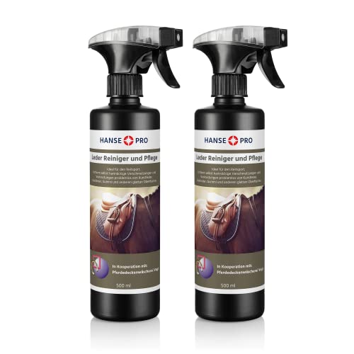 Hanse Pro Leder-Reiniger, 2 x 500 ml I ideal zur Reinigung und Pflege von Leder, Kunstleder und Gummi I praktisches Spray zur Sattel-Pflege I Sattel-Reiniger I REIT-Zubehör I Pferde-Sport von Hanse Pro