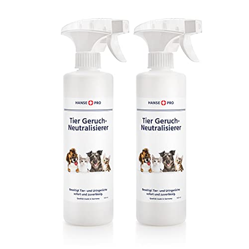 Hansepro Tier Geruch-Neutralisierer, 2 x 500 ml I Geruch-Entferner I Fleckenentferner I Geruchskiller I beseitigt Gerüche von Tieren, Katzen-Urin, Hunde-Urin von Hanse Pro