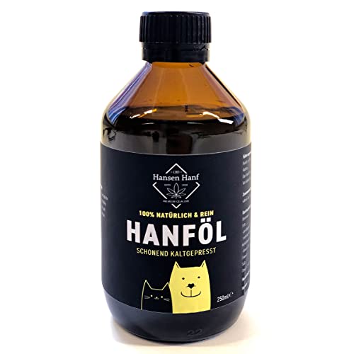 Hanföl für Hunde & Katzen - natürlich schonend kaltgepresst - Ideal zum Barfen - 250ml von Hansen Hanf