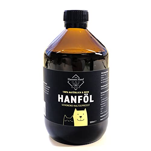 Hanföl für Hunde & Katzen - natürlich schonend kaltgepresst - Ideal zum Barfen - 500ml von Hansen Hanf