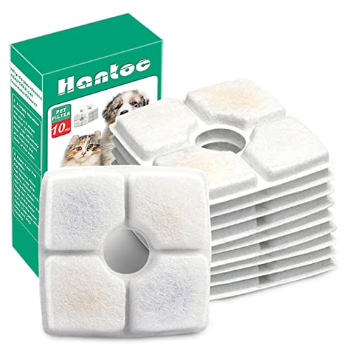 Hantoc 12 Stück Ersatzfilter für Trinkbrunnen, Katzenbrunnen Filter für Katzen und Hunde Cat Fountain Ersatzfilter mit Harz und Aktivkohle 2.5L Quadrat von Hantoc