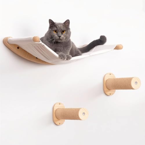 Hanured Katzen Kletterwand Set, Katzenhängematte, Kletterwand Katzen, Katzenhängematte & 2 Katzenleiter, Katzen Wandelemente zum Schlafen und Ausruhen Hanured Katzen Kletterwand Set, Katzenhängematte, Kletterwand Katzen, Katzenhängematte & 2 Katzenleiter, Katzen Wandelemente zum Schlafen und Ausruhen von Hanured