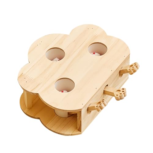 HaoCpetslian Whack-a-mole Interaktives Katzenspielzeug aus Holz (3 Löcher) von HaoCpetslian