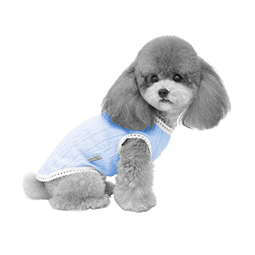 Haodasi Hundehemd Sommer T-Shirts Hündchen Kostüm Haustier Süß Weste Kurz Ärmel Für kleine mittelgroße Hunde Katzen (Blau,L) von Haodasi