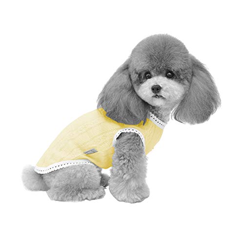 Haodasi Hundehemd Sommer T-Shirts Hündchen Kostüm Haustier Süß Weste Kurz Ärmel Für kleine mittelgroße Hunde Katzen (Gelb,L) von Haodasi