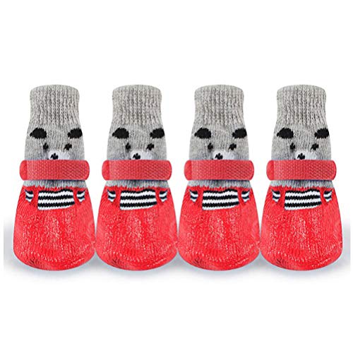 4PCS -Hundebeschützer Anti -Slip Haustierhundsocken, Regenschuhe für Kleine Hunde mit Verstellbarem Schultergurt, 4, aus Gummi Hergestellt, Leicht zu Reinigen und zu Waschen (#3) von Haofy