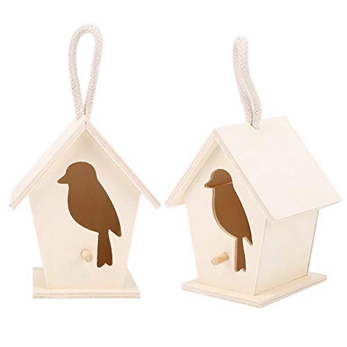 Hängendes Vogelhaus, Handbemaltes Vogelhaus aus Holz, für Vögel Im Freien von Haofy