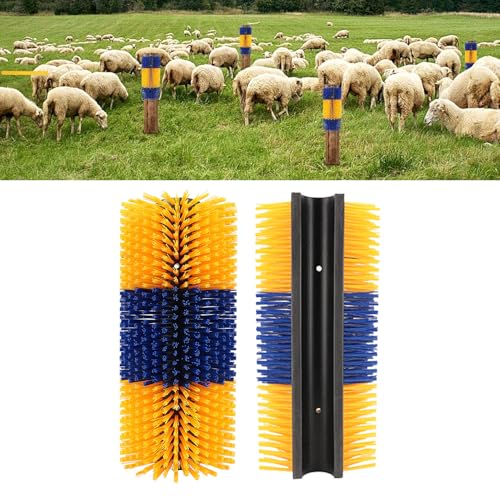 Haofy 2PCS Tier Kratz Bürste, Voll Massage Tier Bürste Zum Kratzen Pferde Bürste Kuh Bürste Ziegen Kratz Pfosten Tier Rücken Kratz Bürste Sauber Ctop Juckreiz 435mm (Yellow) von Haofy