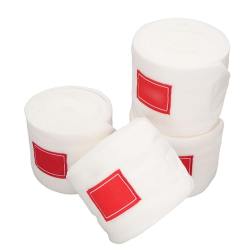 Haofy 4 Stück Pferdebeinwickel, 3,9 M, Fleece-Bandagen Zum Schutz der Sehnenunterstützung, Atmungsaktiv, Bequem, Stabil, für Reitsport, Dressur, Springen, Tägliches Reiten (White) von Haofy