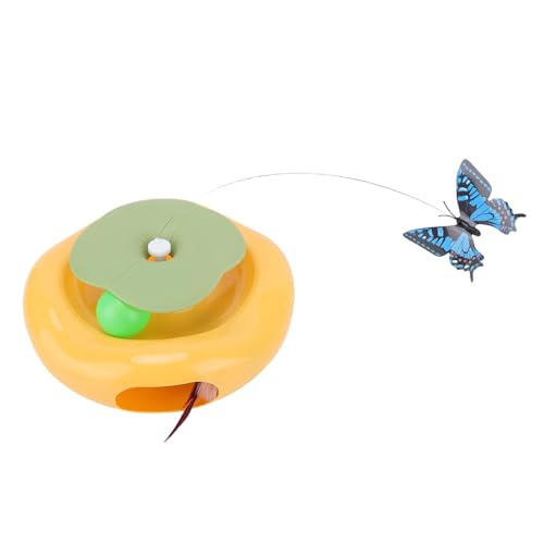 Haofy Automatisches Katzenspielzeug mit Elektrischem Plattenteller und Flatterender Teaser, Interaktives Selbstbewegtes Spielzeug für Innenkatzen, Multi -Haushalte, Spielzeit von Haofy