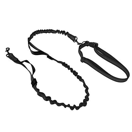 Haofy Bungee-Hundeleine, Sicherheits-Nylon, Verstellbar, Verhedderungsfrei, Legierungsschnalle, Elastische Hundeleine mit 2 Gepolsterten Griffen für das Training (Black) von Haofy