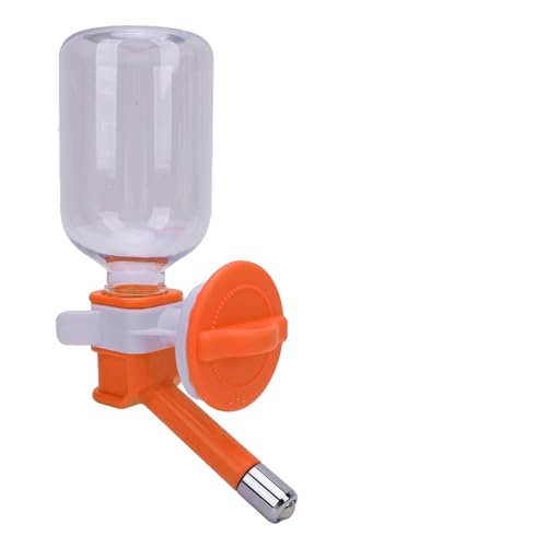 Haofy Edelstahlkugellager Hundekäfig Wasserflasche 300 Ml Hängende Haustiertrinker -Feeder für Meerschweinchen Kaninchen Hasen Katzen Hunde mit Langsamem Fluss Design (ORANGE) von Haofy